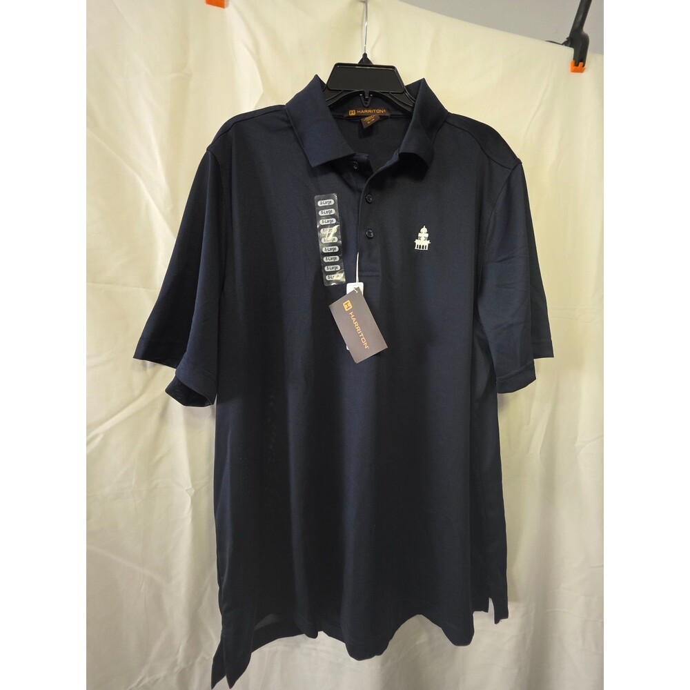 HARRINGTON Mens Polo Shirt XL M246 Dark Navy Embroidered Logo 100% Polyester NWT